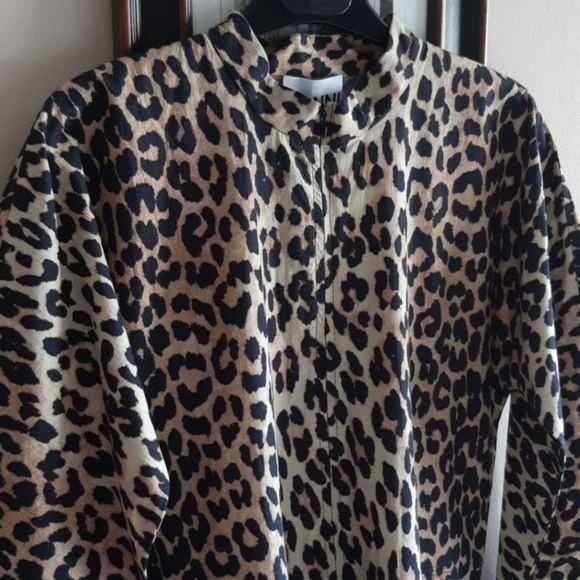 Ganni Leopard Print Front Zip Midi Dress - Picture 8 of 15